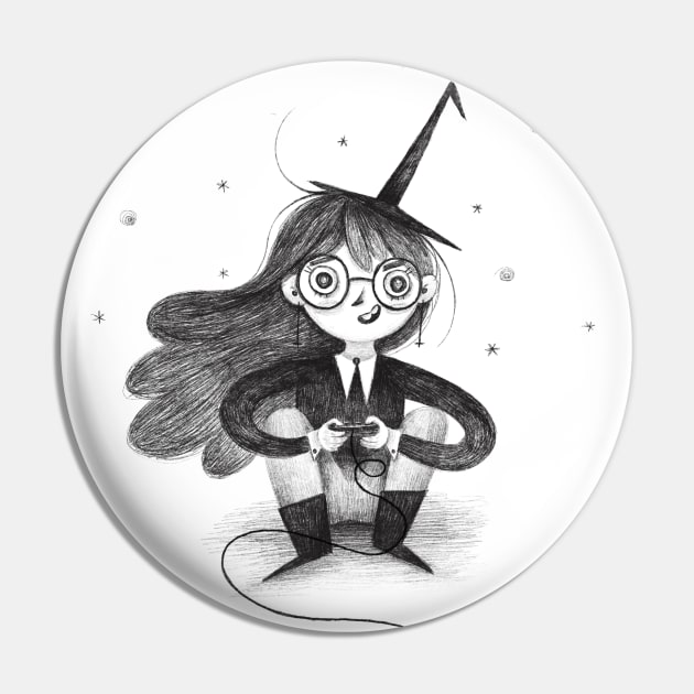 Gamer Witch Pin by Gummy Illustrations