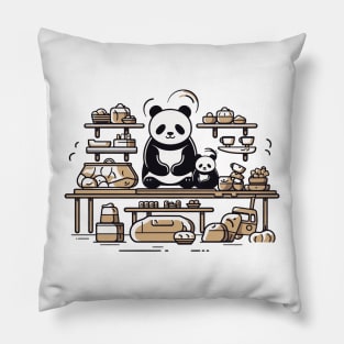 Panda Food Passion: Cuddly Charm Ramen Panda Feast Mode: Culinary Cuteness Pillow