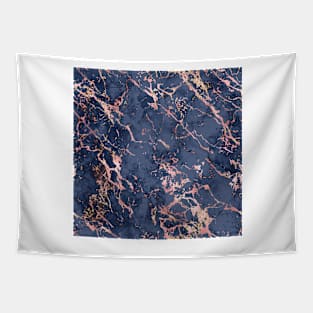 Blue Navy, Gold, and Pink Marble Tapestry