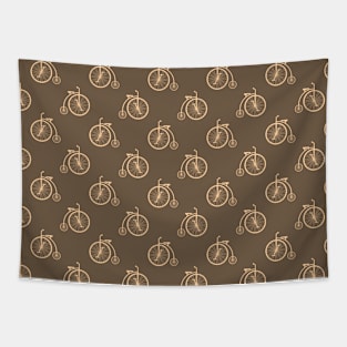 Retro Bicycle Pattern in Brown Tones Tapestry