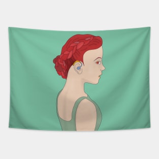 Girl using a hearing aid Tapestry