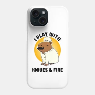 I play with knives and fire Capybara Chef Phone Case