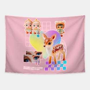 Cute & Sweet Retro Toys Collage Cuteness Tapestry