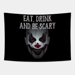 Eat Drink and Be Scary Clown Cheeky witch Halloween Tapestry