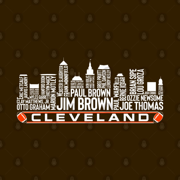 Cleveland Football Team All Time Legends, Cleveland City Skyline by Legend Skyline