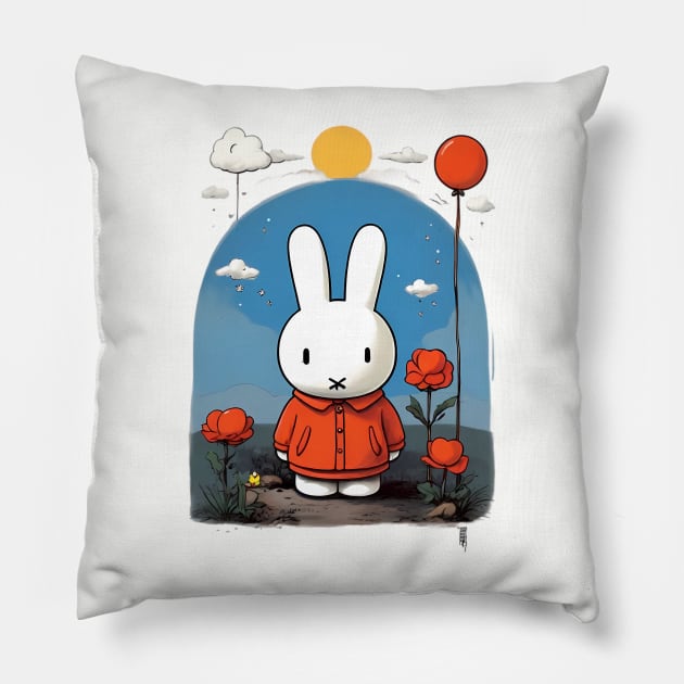 miffy with flowers Pillow by SPIT-36