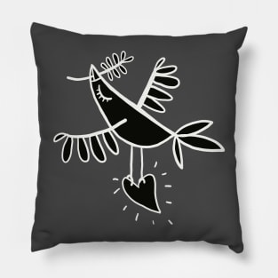 flying dove of peace with heart Pillow