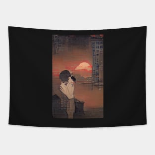 City Sunset Surreal Art Tapestry