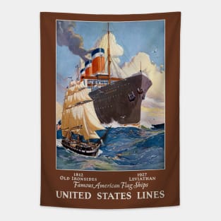 Famous American Flag Ships Vintage Poster 1927 Tapestry