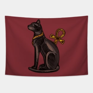 Egyptian black cat and Ankh Tapestry