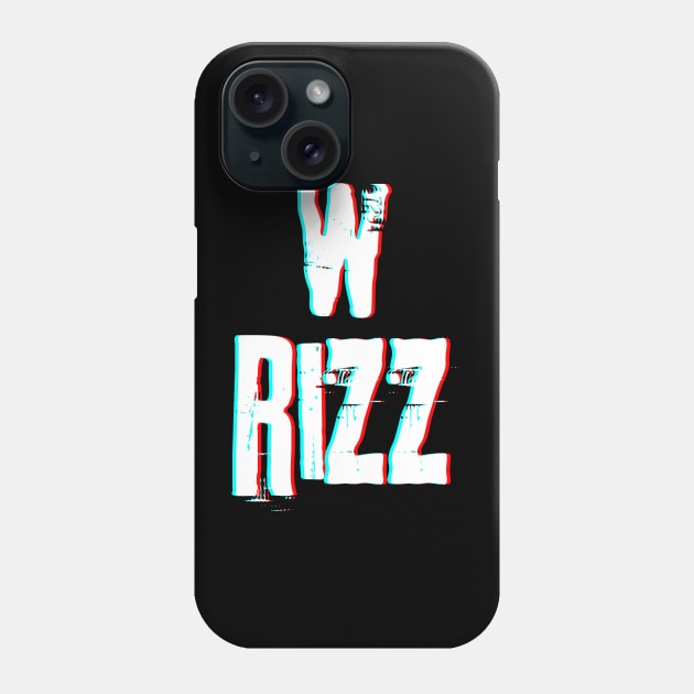 W Rizz Glitchy Trending Meme Slang Phone Case by Daytone