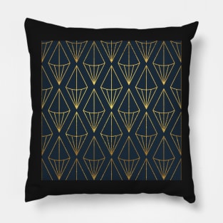 Gold & Navy Art Deco Pattern Pillow