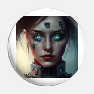 Hardwired Woman -- AI Art Pin