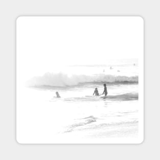 Three Girls Surfing  Seashore Magnet