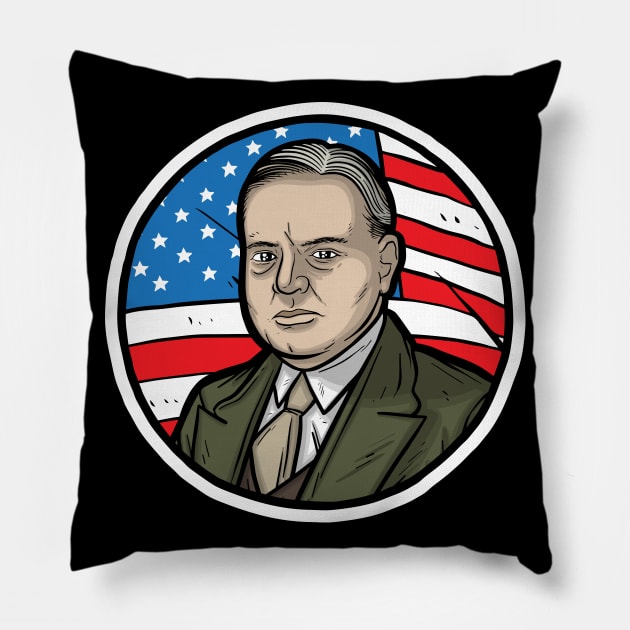 Herbert Hoover Pillow by Baddest Shirt Co.