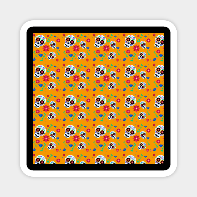 Sugar Skull Pattern Magnet by aquariart