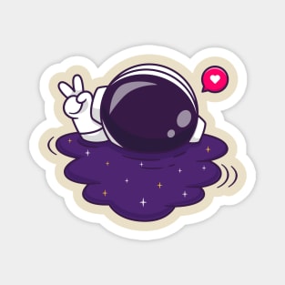 Cute Astronaut Drowning in Space Cartoon Magnet