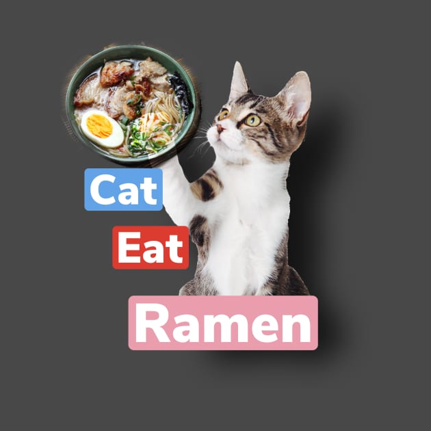 Cat eating ramen by pmeekukkuk