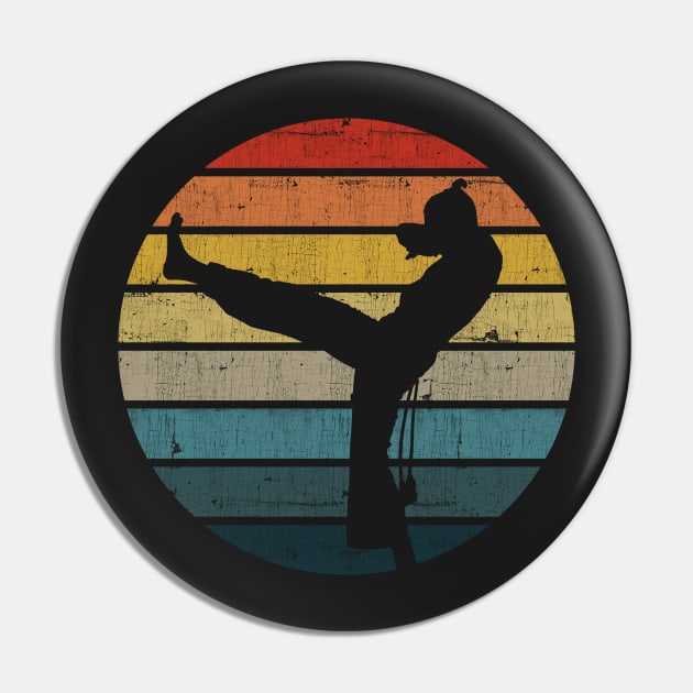 Capoeira Silhouette On A Distressed Retro Sunset print Pin by theodoros20