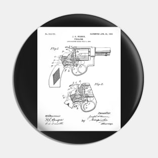 Hand Gun Revolver Patent - Gun Loving Self Defense Art - White Pin