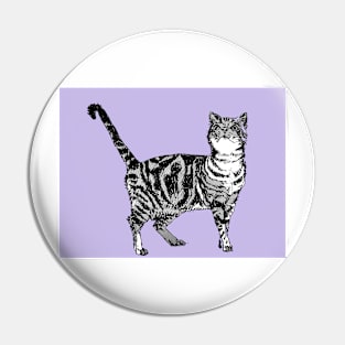 Tabby Cat Art Lilac Purple Pattern Pin