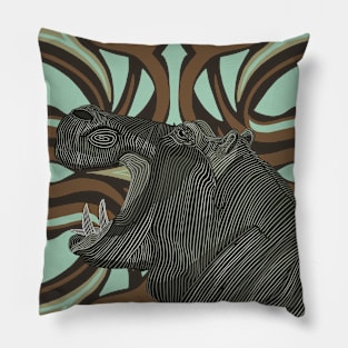 African Hippo Modern Abstract Background Pillow