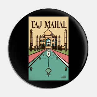 A Vintage Travel Art of the Taj Mahal in Agra - India Pin