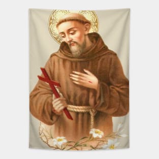 Saint Francis of Assisi Antique French Holy Card Tapestry