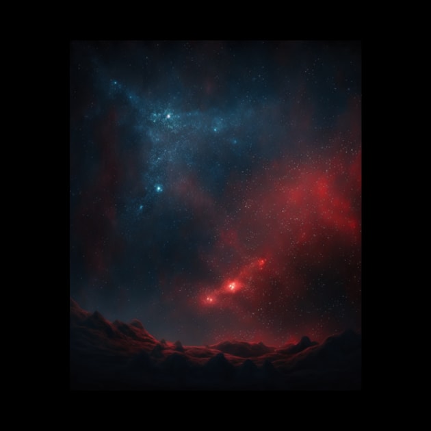 Space, stars, fantasy, pattern, si-fi, dark blue, red by KK-Royal