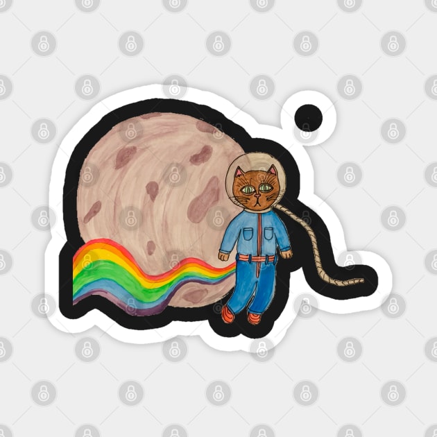 Space Cat Farting Rainbows Magnet by LuvbuzzArt