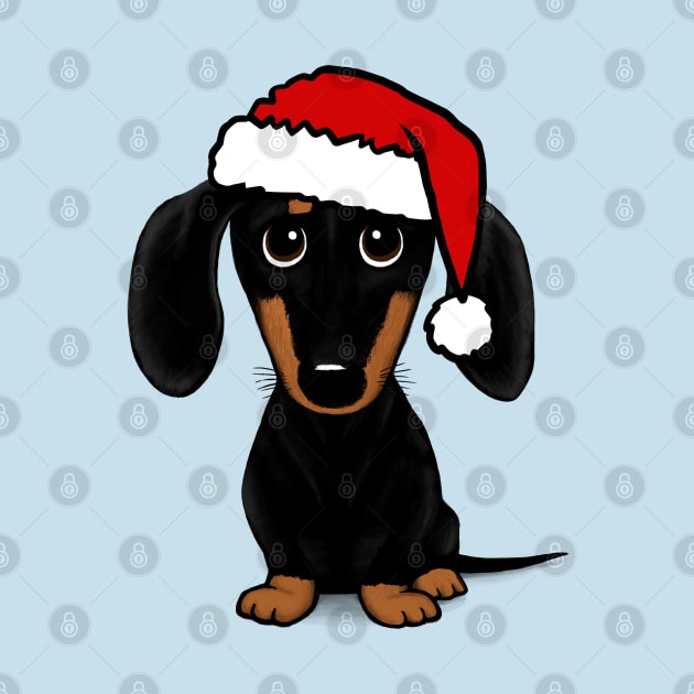 Santa Dachshund Black and Tan Wiener Dog Christmas by Coffee Squirrel