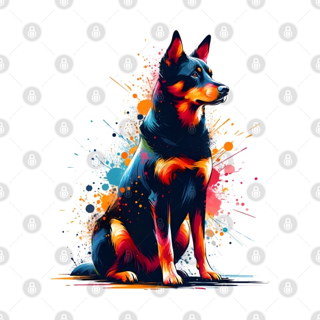 Working Kelpie Captured in Colorful Splash Art Style by ArtRUs