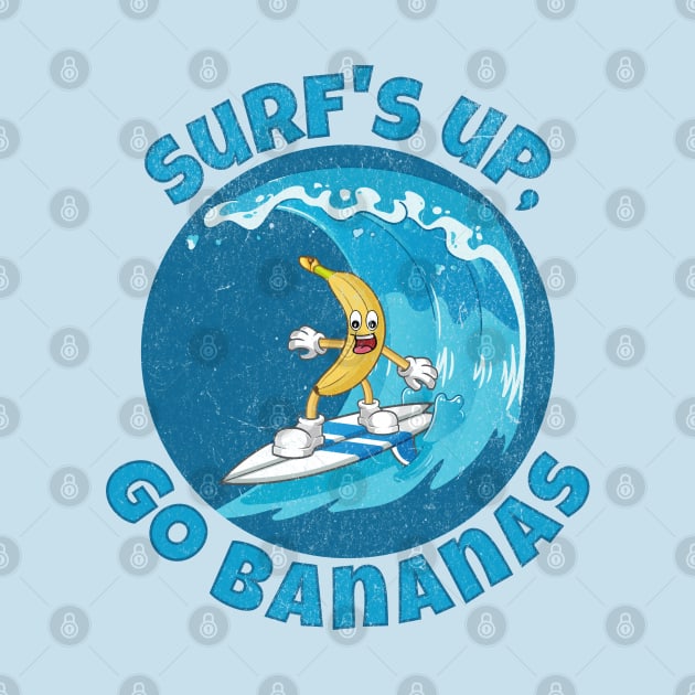 Funny Surf´s up, go bananas surfing on a great ocean wave by Andy Banana