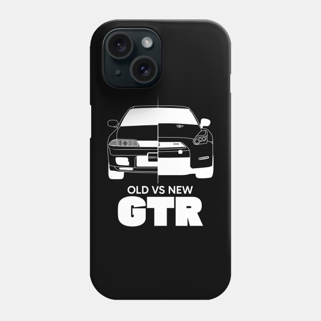 Old vs New GTR White Outline Phone Case by kindacoolbutnotreally