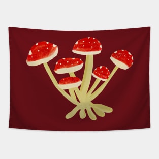 Cottagecore Red Mushrooms Tapestry