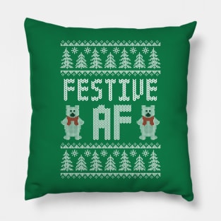 Festive AF - Funny Ugly Christmas Sweater - Polar Bears Pillow
