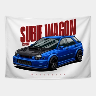 Subie Wagon (blue) Tapestry