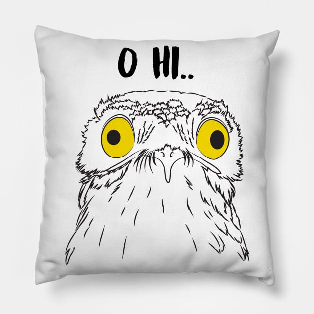 Hi Potoo - Yellow eyes Pillow by artofnym