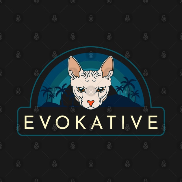 Sphynx Hairless Cat Teal Stripe Modern Art Evokative Logo by Evokative Wear