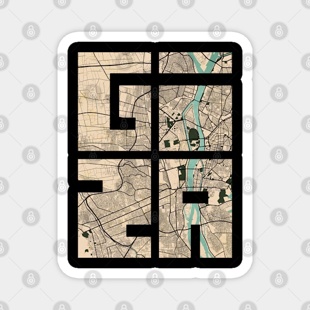 Giza, Egypt City Map Typography - Vintage Magnet by deMAP Studio