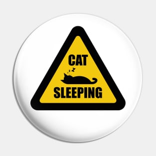 Black Cat Sleeping Sign Text Pin