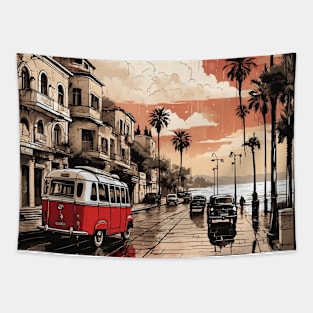 Antalya Turkey Rainy Night Vintage Retro Travel Tourism Tapestry