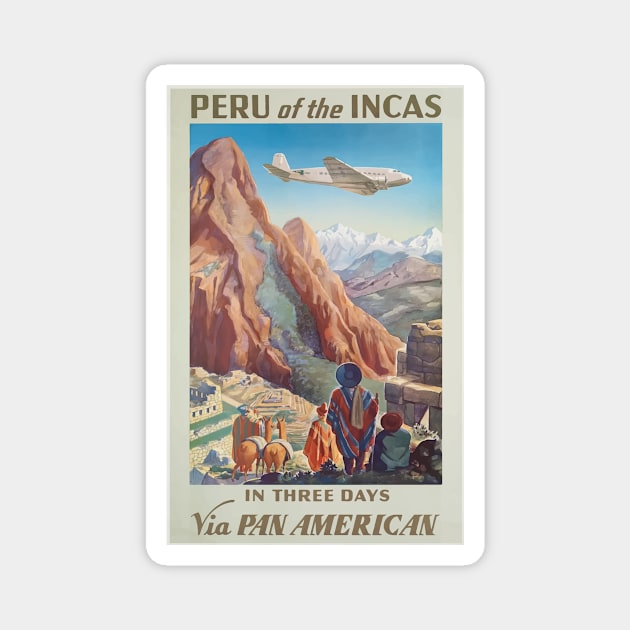 Vintage Travel Poster - Peru Magnet by Eux