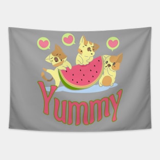 Watermelon Eating Kittens Tapestry