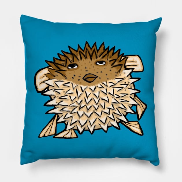 Pufferfish Reversed Pillow by Royal Ease