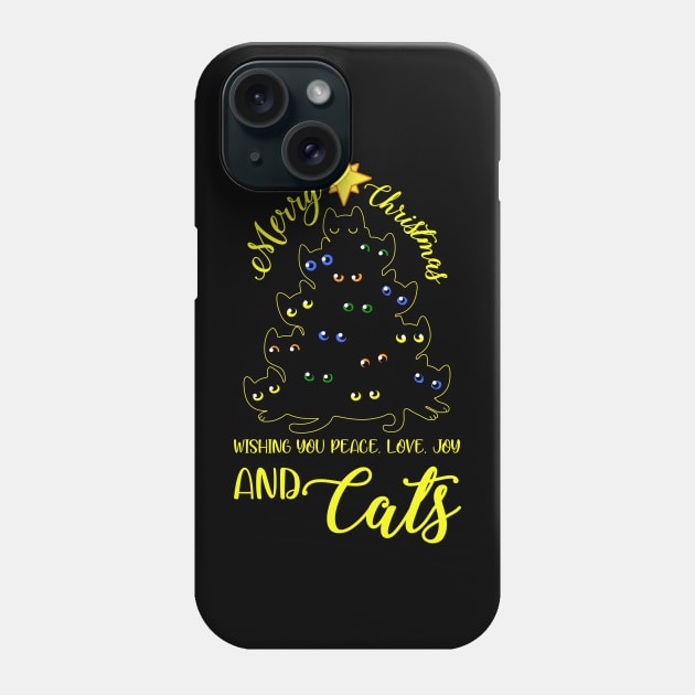 Cat Christmas Tree Party Santa Meow Funny Graphic Holiday Phone Case by Nerdy