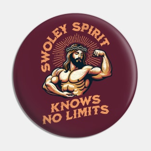 Swoley Spirit Knows No Limits: Jacked Jesus Gym Motivation Funny Christian Religious Workout Fitness Humor Pin