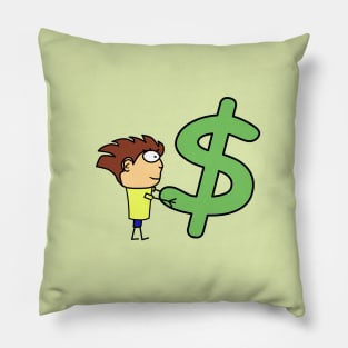 Business. Wealth. The man with the dollar. Background illustration, decorative design pattern Pillow