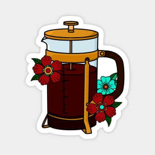 French Press American Traditional Tattoo Art Magnet