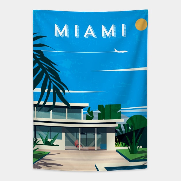 Miami, USA. Retro travel poster Tapestry by GreekTavern